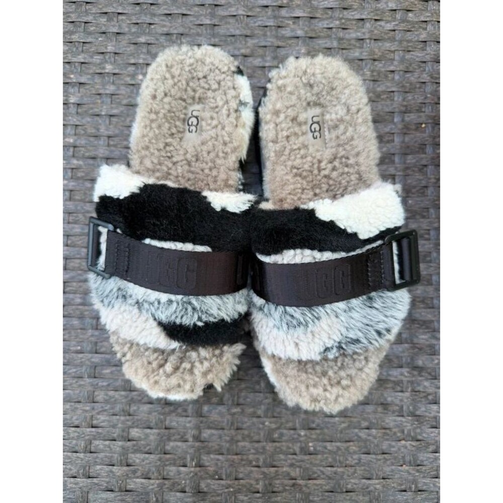 UGG Fluffita Cali Collage Cow Print Slides - US 7 / EU 38
